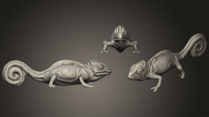 Статуэтки животных (Золотой Хамелеон, STKJ_1023) 3D модель для ЧПУ станка